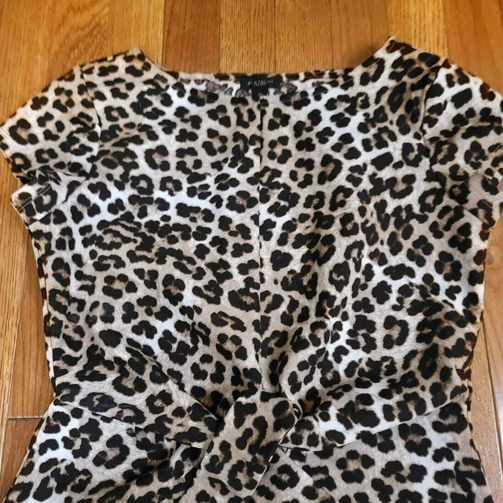 Ann Taylor Animal Print Top XS Brown Black Twist Cheetah Cap Sleeve Mob Wife - Picture 3 of 6